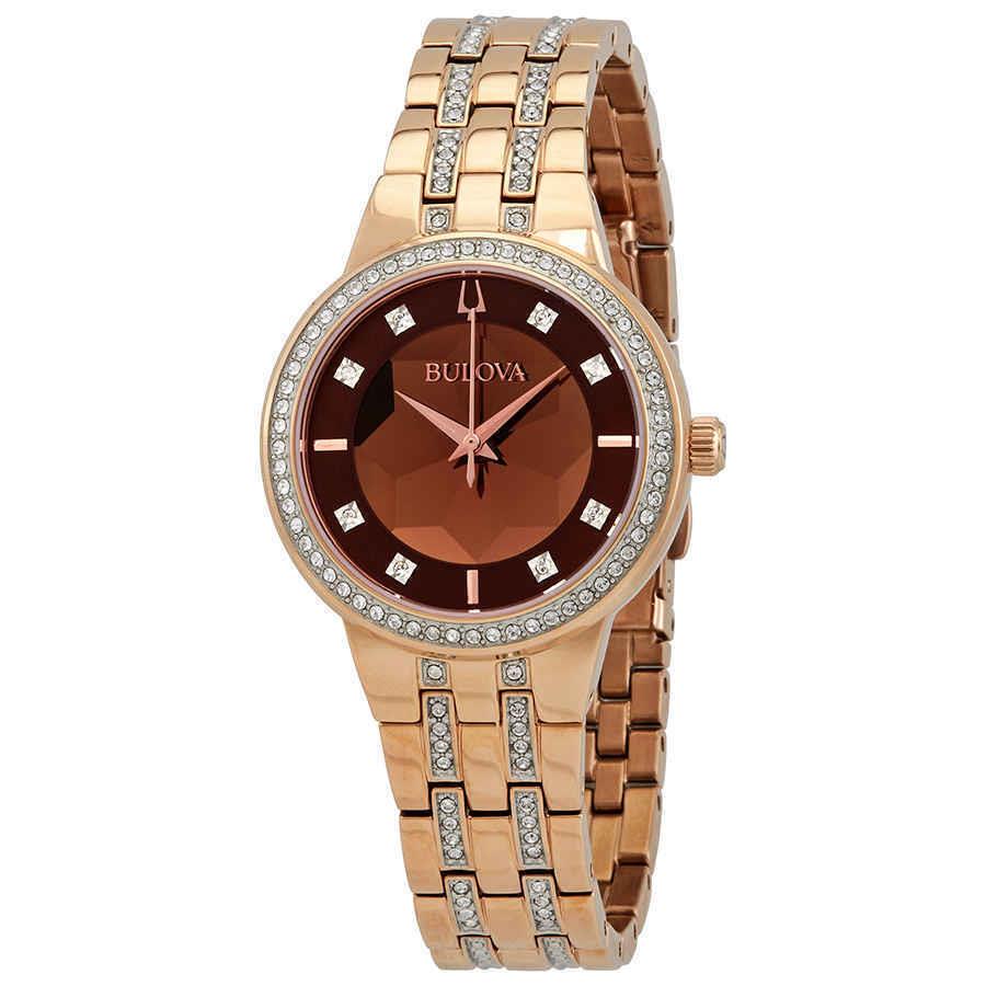 Bulova Phantom Crystal Rose Gold Dial Ladies Watch 98L266