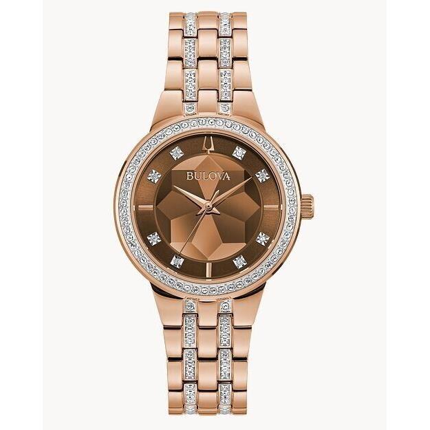 Bulova Women`s Watch 98L266 - Dial: Brown, Band: Brown, ROSE