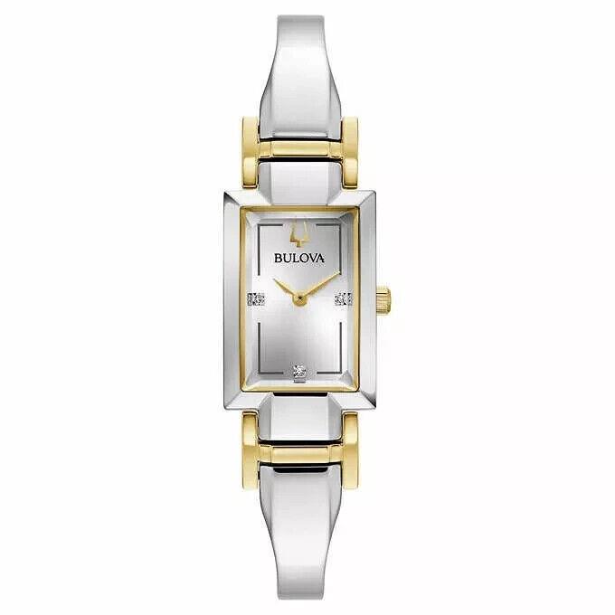 Bulova - Classic Diamond Two-tone Stainless Steel Quartz Women`s Watch - 98P229 - Two Tone Gold, Dial: White, Band: Silver