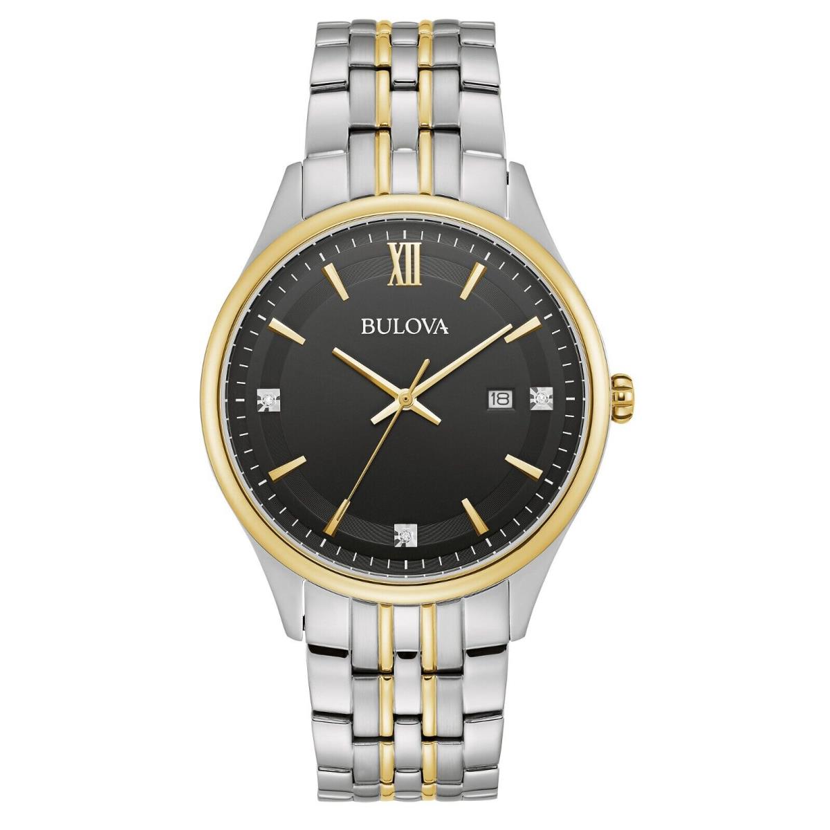 Bulova Men`s Classic Calendar Quartz Silver Stainless Steel Watch 40 MM 98D160 - Dial: Black, Band: Silver