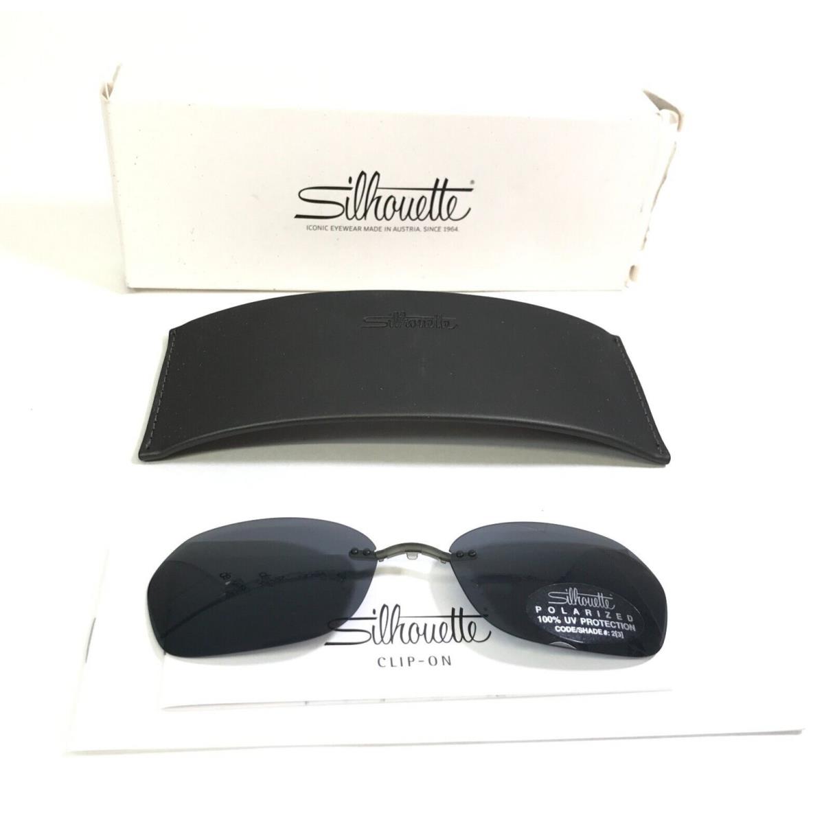 Silhouette Clip On Lenses 5065 FC00 Matte Smoke Gray w Dark Gray Polarized 53 mm