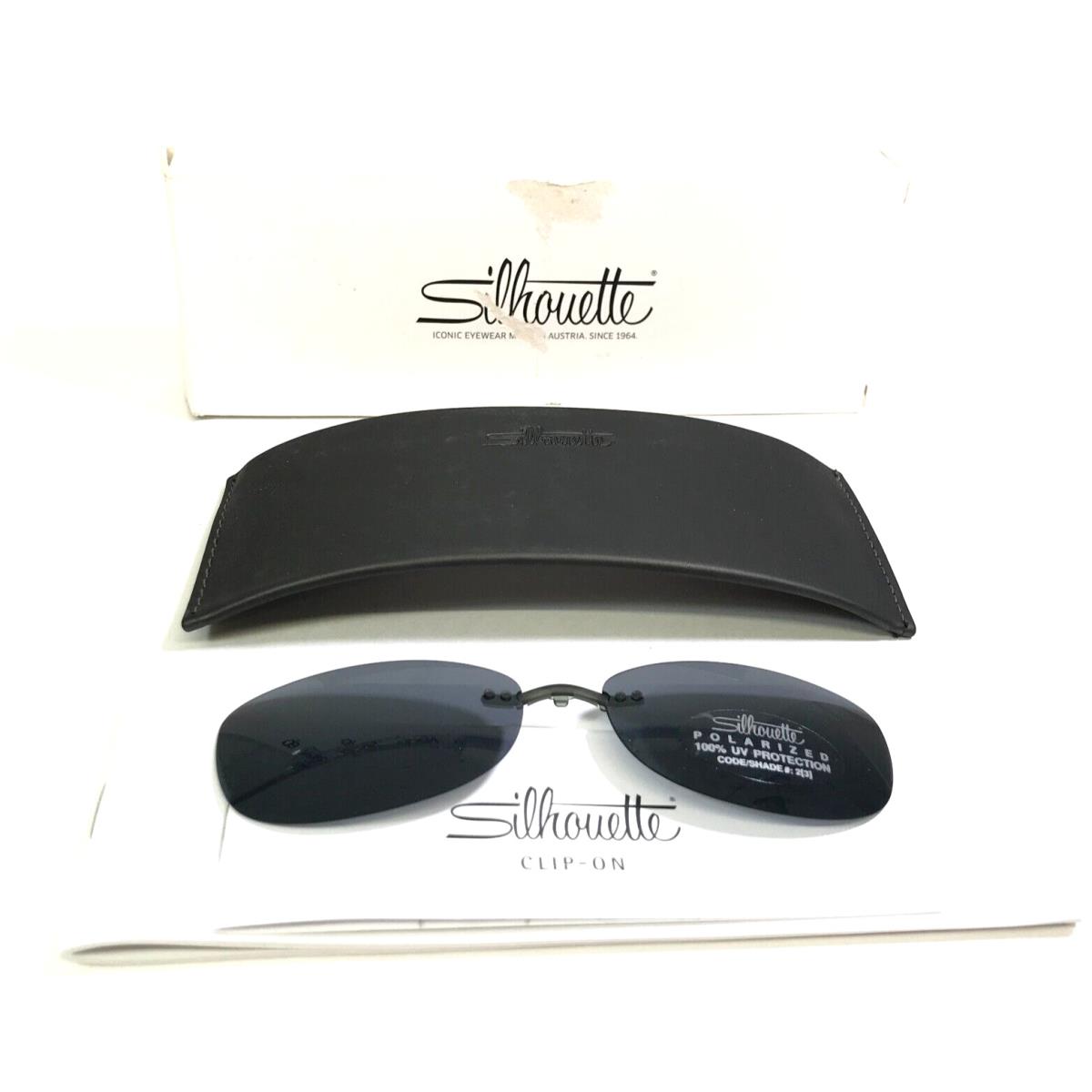 Silhouette Clip On Lenses 4300 5065 Matte Gray Frame w/ Dark Gray Polarized 51mm