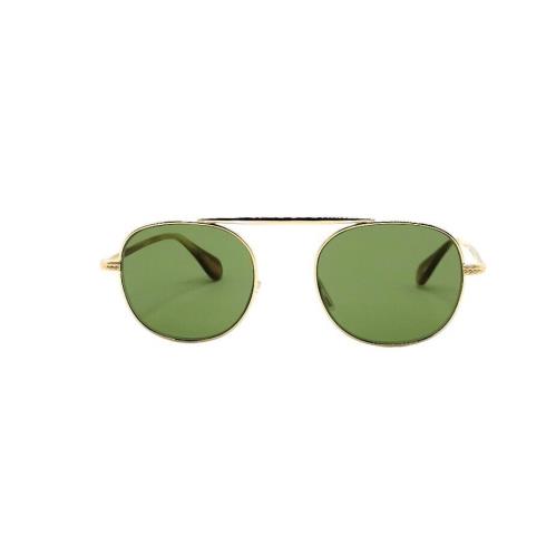 Garrett Leight Van Buren II Sunglasses Gold/green Lenses Size 49