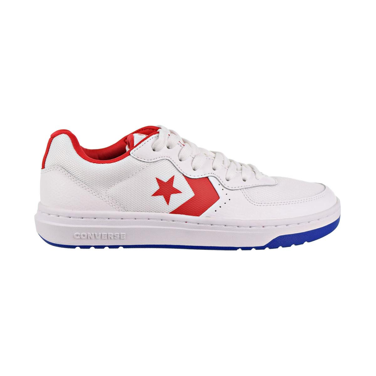 Converse Rival Ox Big Kids-men`s Shoes White-enamel Red-blue 163205C