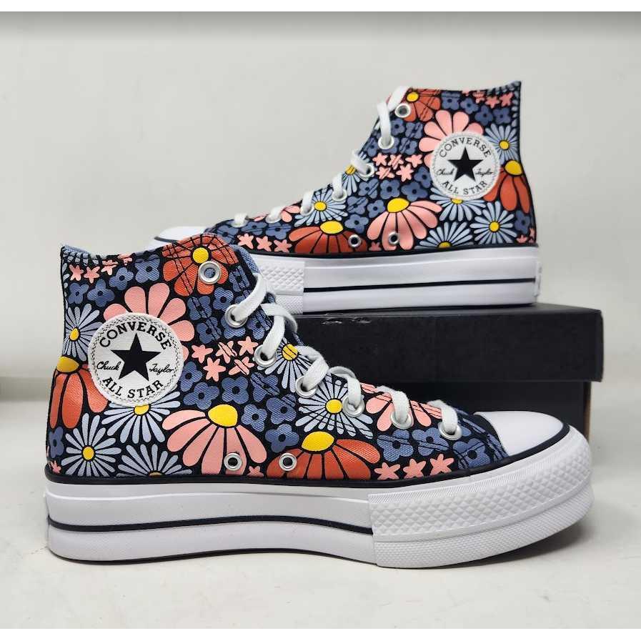 Women`s 9 Converse Ctas Chuck Taylor All Star Lift hi Platform Floral Shoes