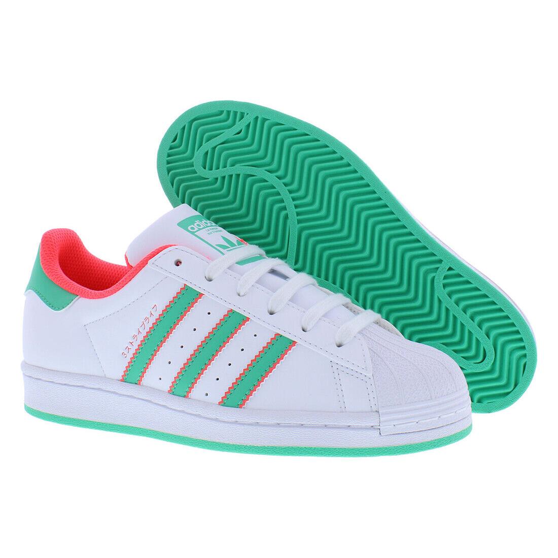 Adidas Superstar GS Girls Shoes - White/Green/Red, Main: White