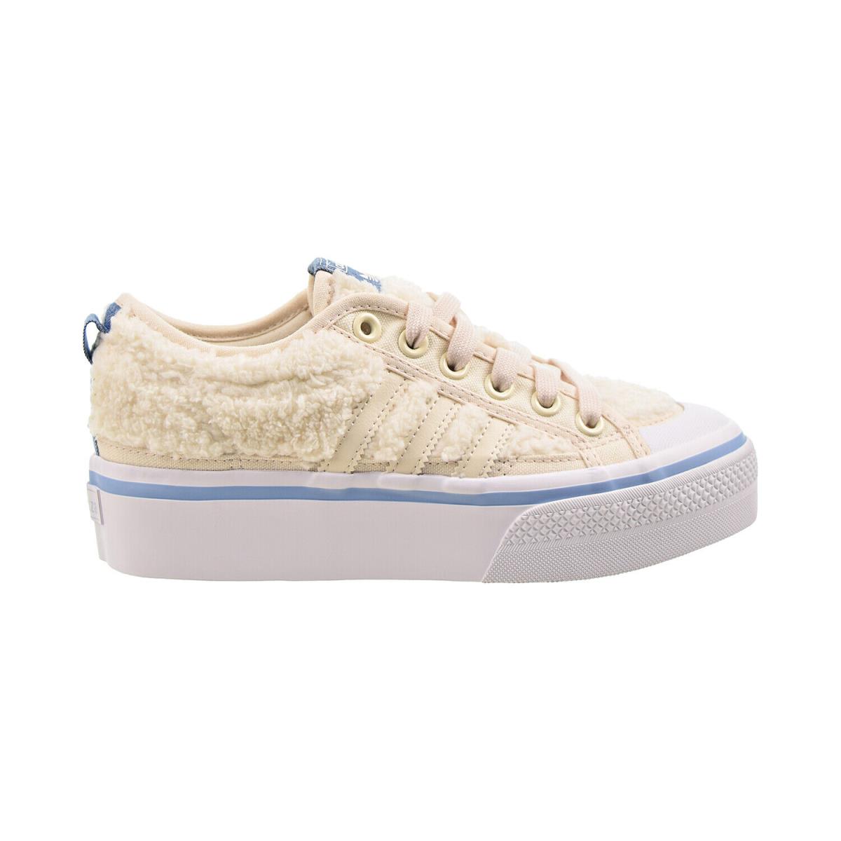 Adidas Nizza Platform Sherpa Women`s Shoes Wonder White-ambient Sky H02698 - Wonder White-Cloud White-Ambient Sky