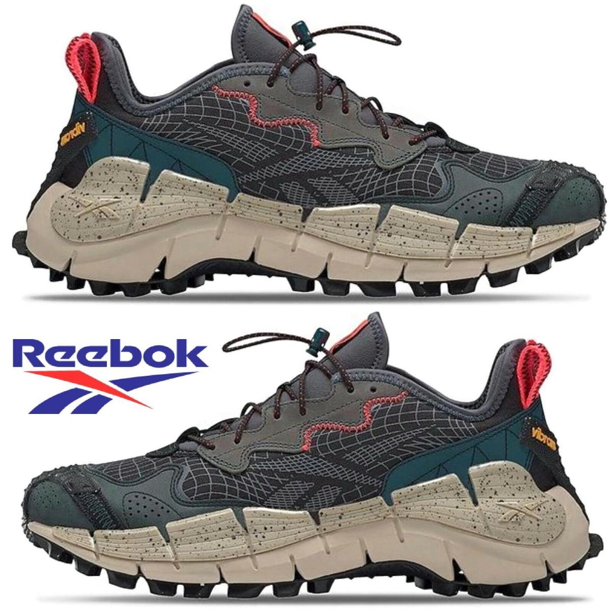 Reebok Zig Kinetica II Edge Men`s Sneakers Running Training Shoes Casual Sport - Black, Manufacturer: Core Black/Midnight Pine/Modern Beige