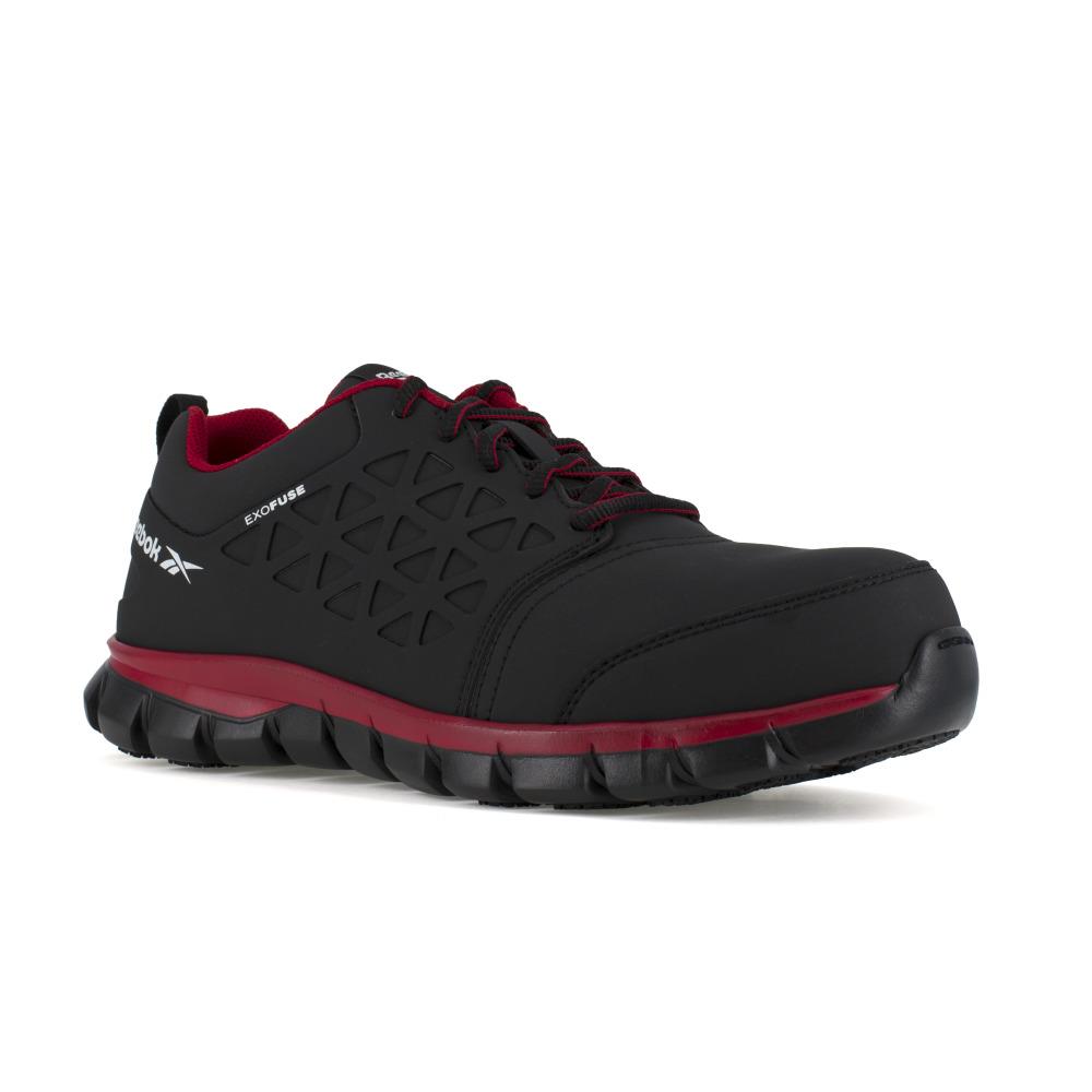 Reebok Work Men`s Sublite Cushion Composite Toe Esd Athletic Work Shoe Black/red