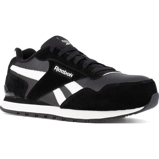 Reebok Work Harman Men`s Composite Toe Static-dissipative Leather Athletic Work - BLACK WHITE