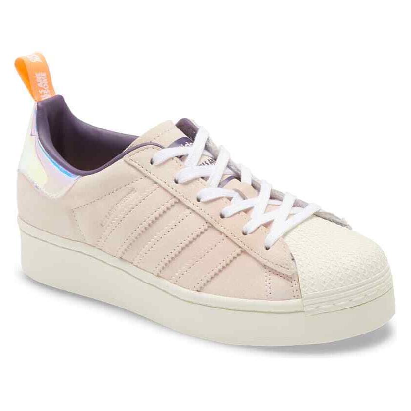 Adidas Women`s Superstar Plateau Sneakers FW8084 Size 11 - white/coral/icey pink