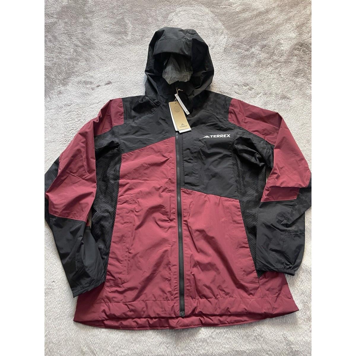 Adidas Terrex Hiking Slim Fit Red Black Rain.rdy Jacket Women Size L IB4256