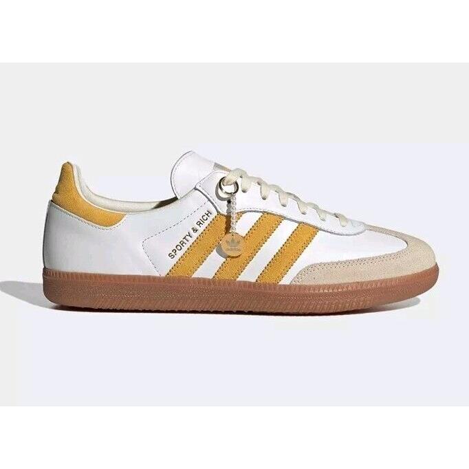 Adidas Sporty Rich Samba OG Trendy Sneakers White Bold Gold Sz 10