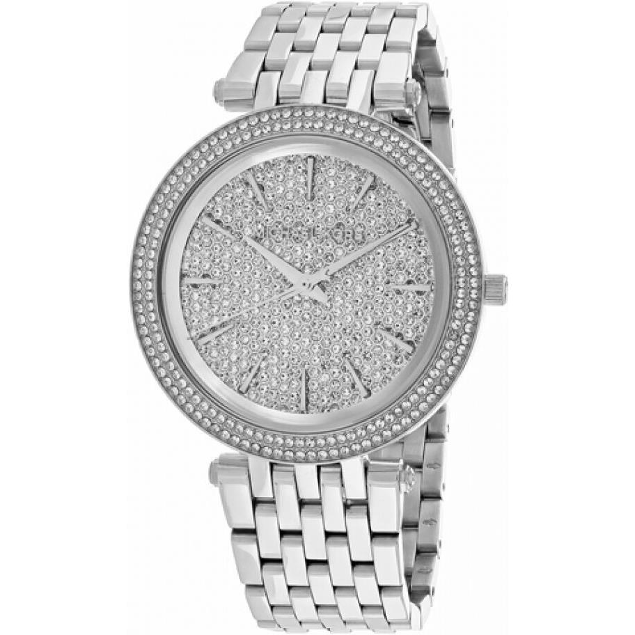 Michael Kors Darci Silver+crystal Pave Bling Glitz Bracelet Watch MK3437 - Silver Dial, Silver Band