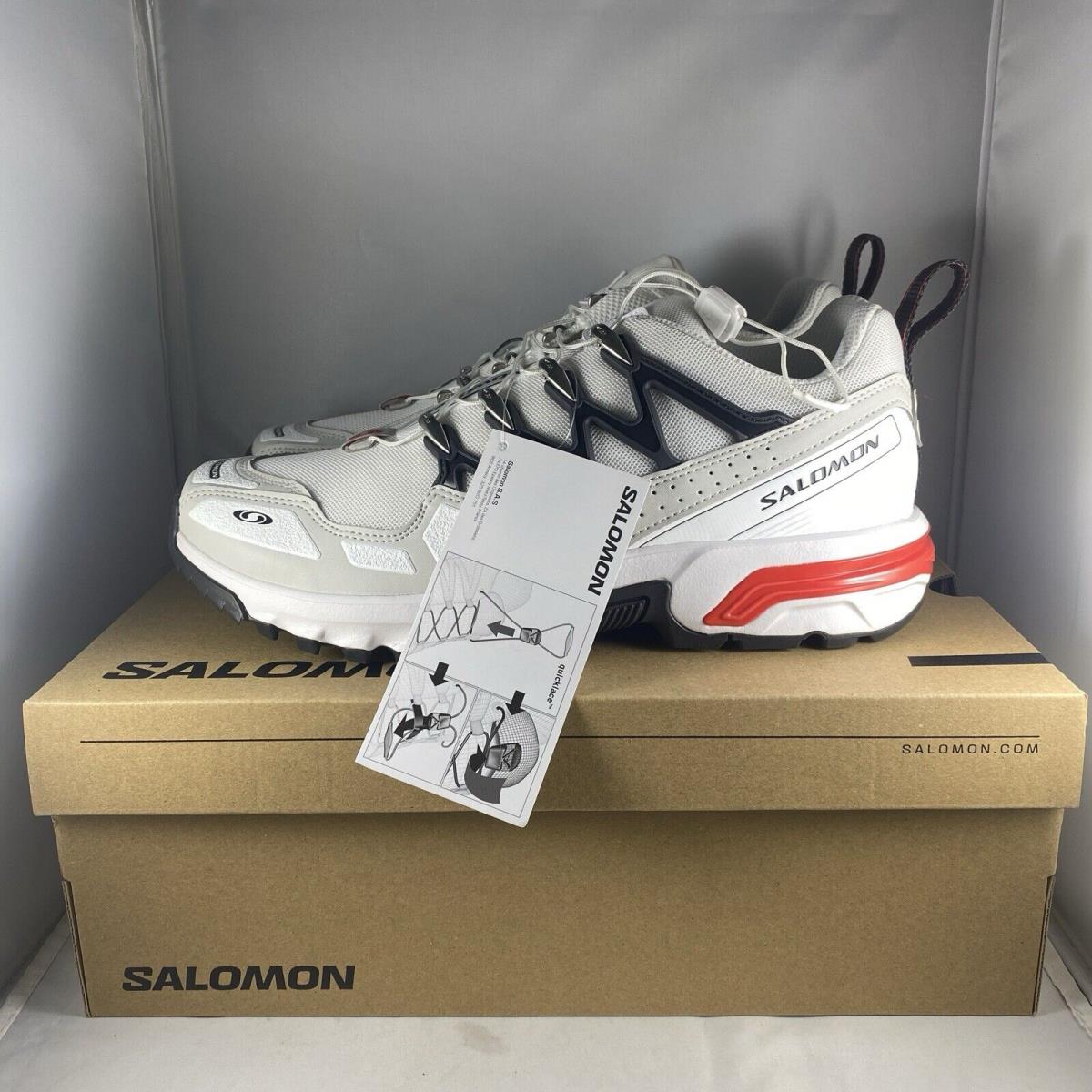 Salomon Acs + Plus Men s 9 Women s 10 White Red Lunar Rock Running Shoes