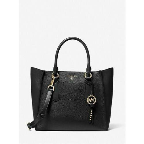 Michael Kors Kris Large Pebbled Leather Satchel Black Luggage or Fawn Black Satchel Shoulder/Crossbody/Handbag Leather