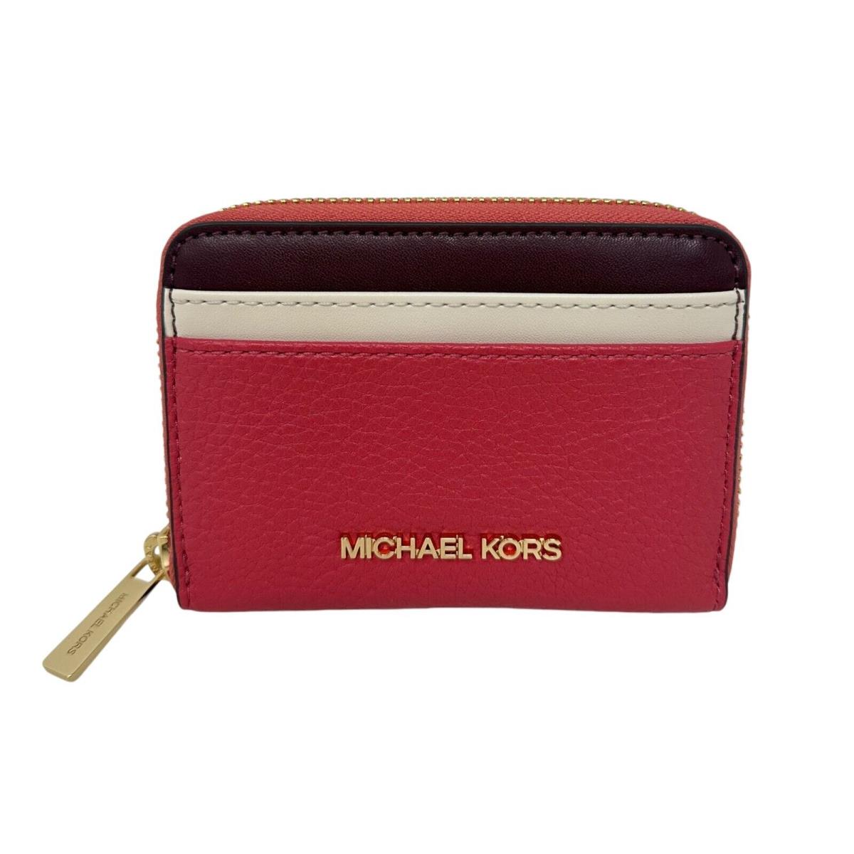 Michael Kors Jet Set Travel MD Zip Around Card Case ID Wallet Light Berry Multi