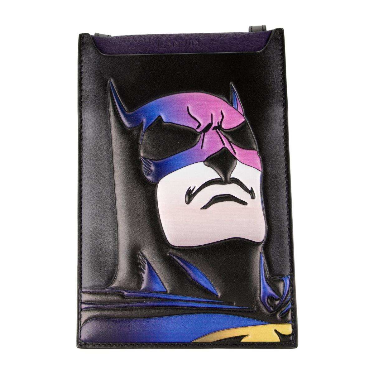 Lanvin Phone Pouch Unisex DC Comics Batman Black Leather Crossbody