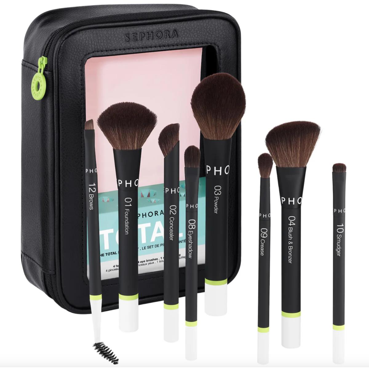 Sephora Collection The Total Brush Set For Full Face Eye Makeup 8 Pcs