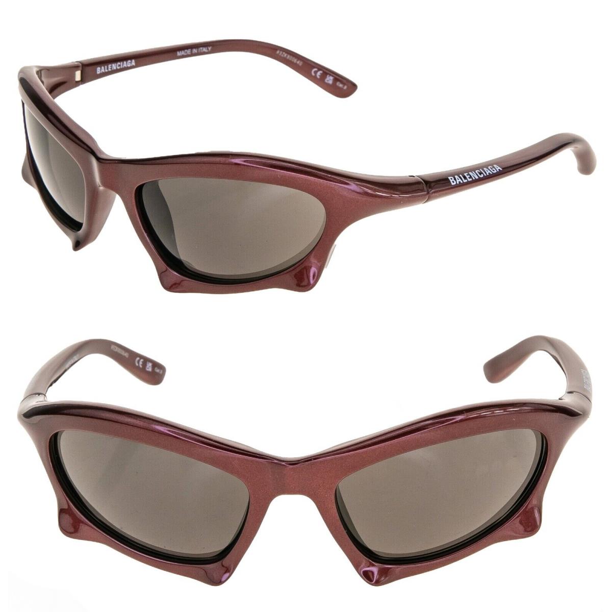 Balenciaga Bat 0229 Burgundy 005 Fashion Demna Angular Wrap Sunglasses BB0229