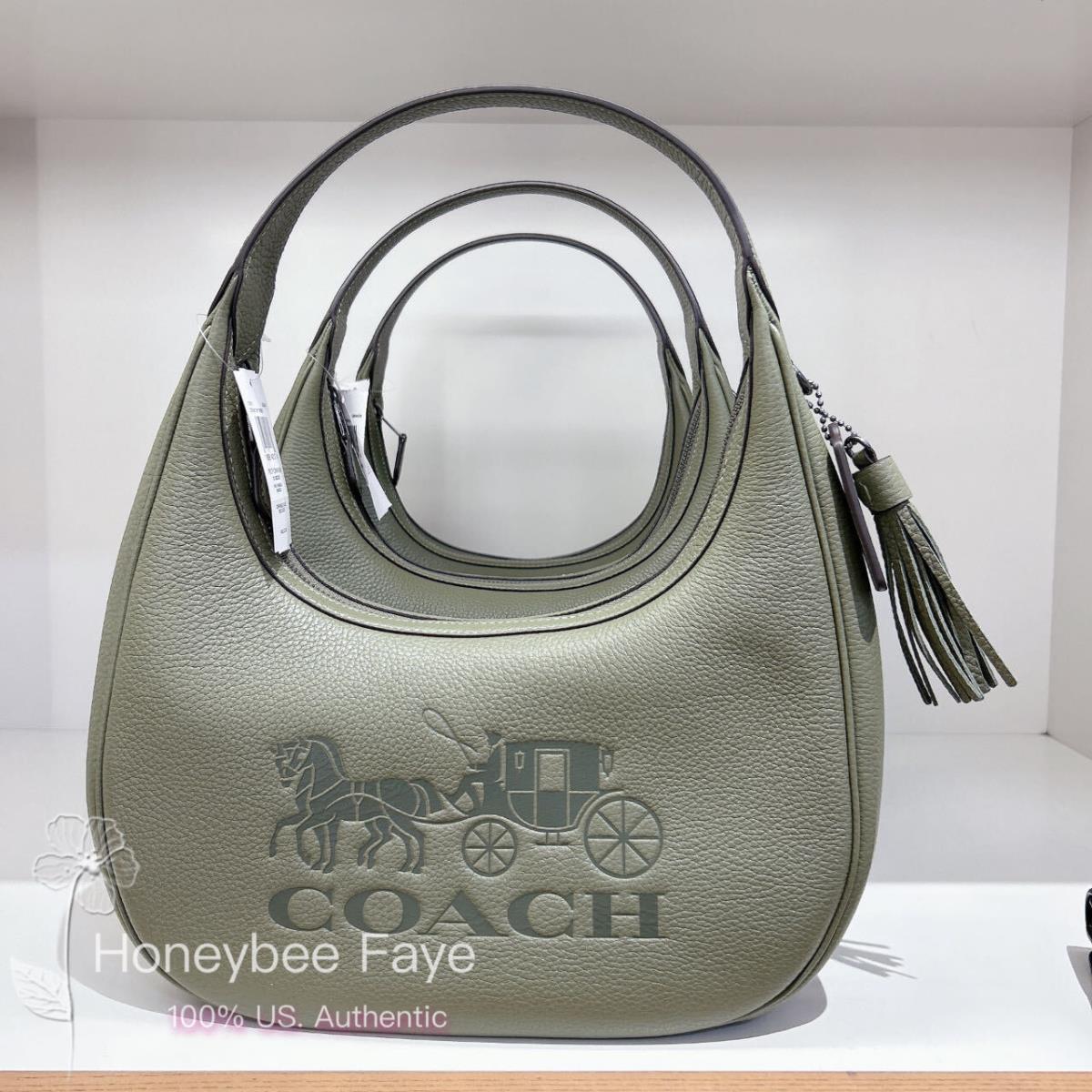 Coach Carmen Shoulder Bag In Signature Jacquard CV001/CR151 CR151 Gunmetal/Military Green