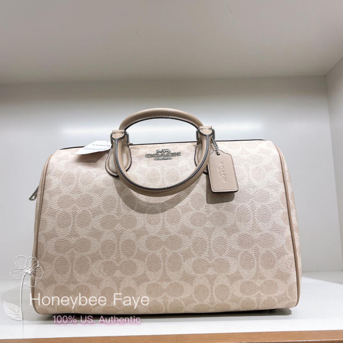 Coach Rowan Large Satchel Bag In Signature Canvas CV960/CV959 CV959 Silver/Sand/Taupe