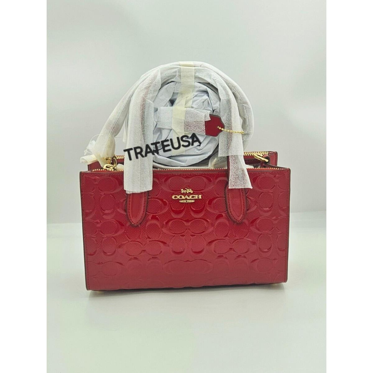 Coach Nina Small Tote Bag Signature Leather CV400 Red or Black Packed