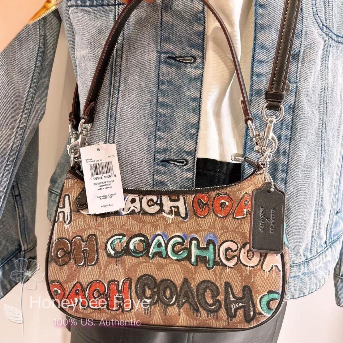 Coach Teri Shoulder Bag with Floral/stickers/blueberry Print