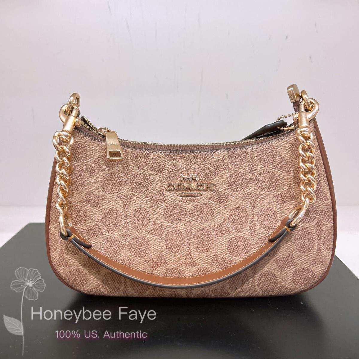 Coach Teri Shoulder Bag In Signature Canvas CV933 Gold/Tan/Brown