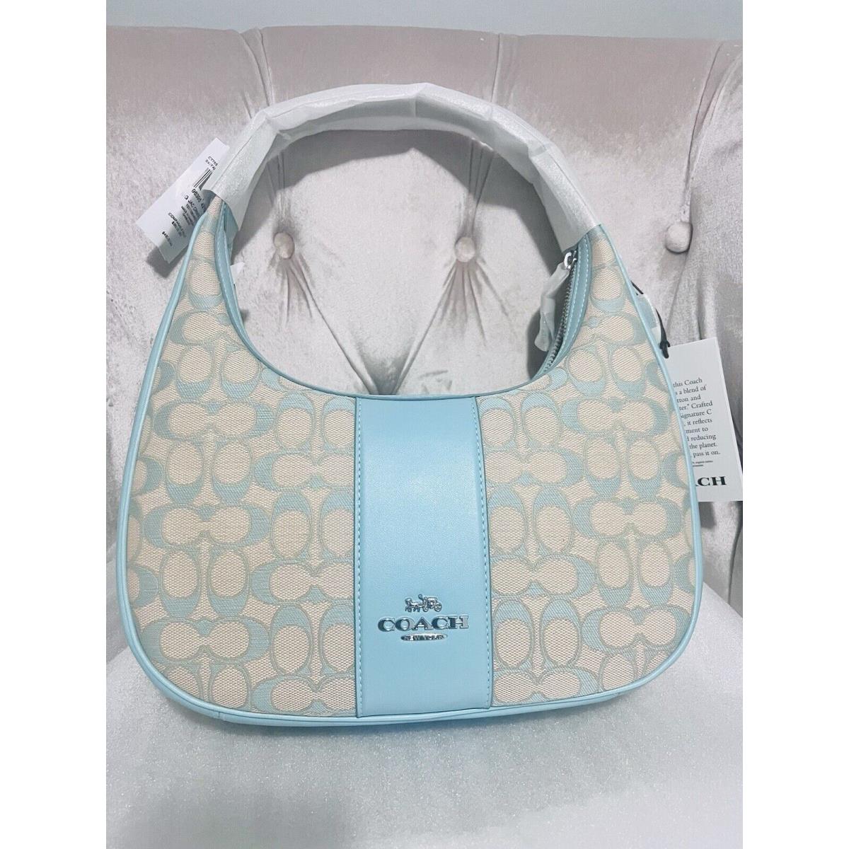 Coach CT765 Signature Jacquard Carmen Shoulder Bag Handbag Faded Blue