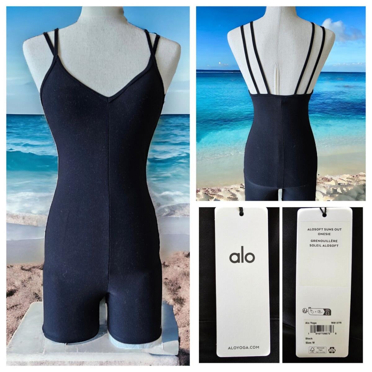 Alo Yoga Alosoft Suns Out Bodysuit Romper Black Size Medium