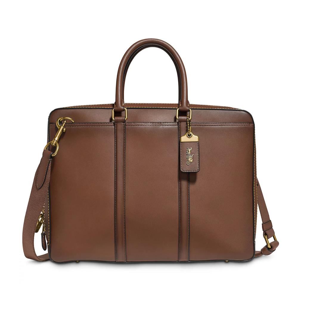 Coach Metropolitan Slim Leather Briefcase Saddle