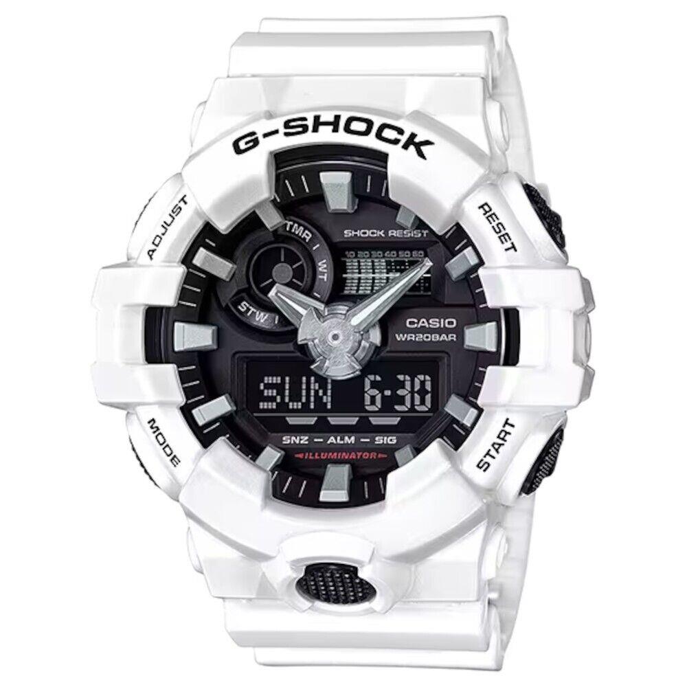 Casio G Shock Men`s GA-700 Series Analog-digital Watch White/black - Dial: Black, Band: White, Bezel: White