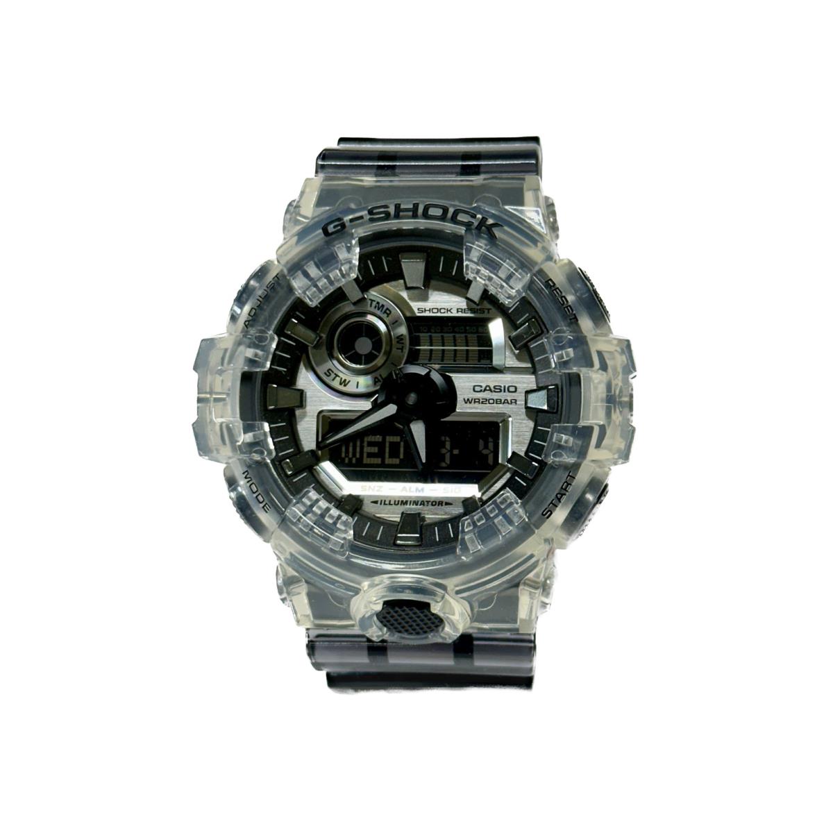 Casio G-shock GA700SK-1 Resin Transparent Band Metallic Face Skeleton Watch - Face: MIRROR, Dial: mirror, Band: Transparent