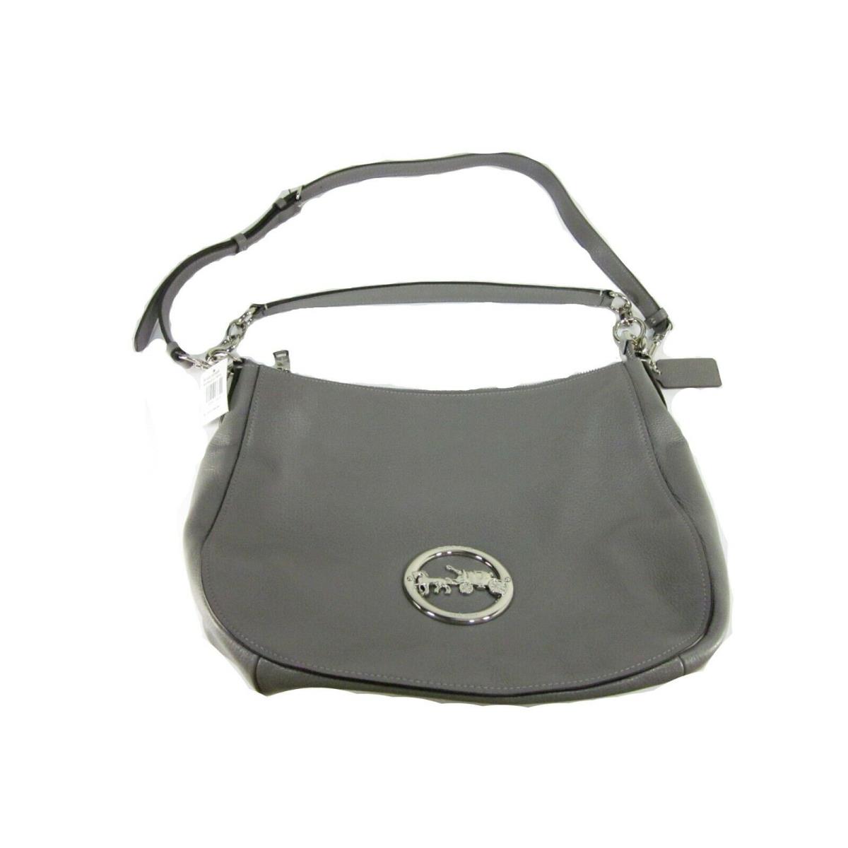 Coach Women`s Pebbled Leather Elle Hobo W/ Hardware Heather Grey