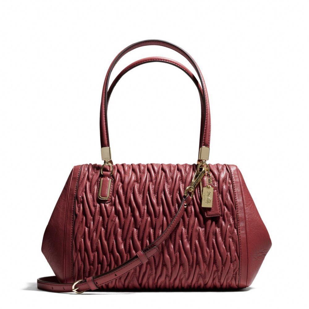 Coach Madison Gathered Twist Leather Small Madeline Satchel 25982 Li/brick Red