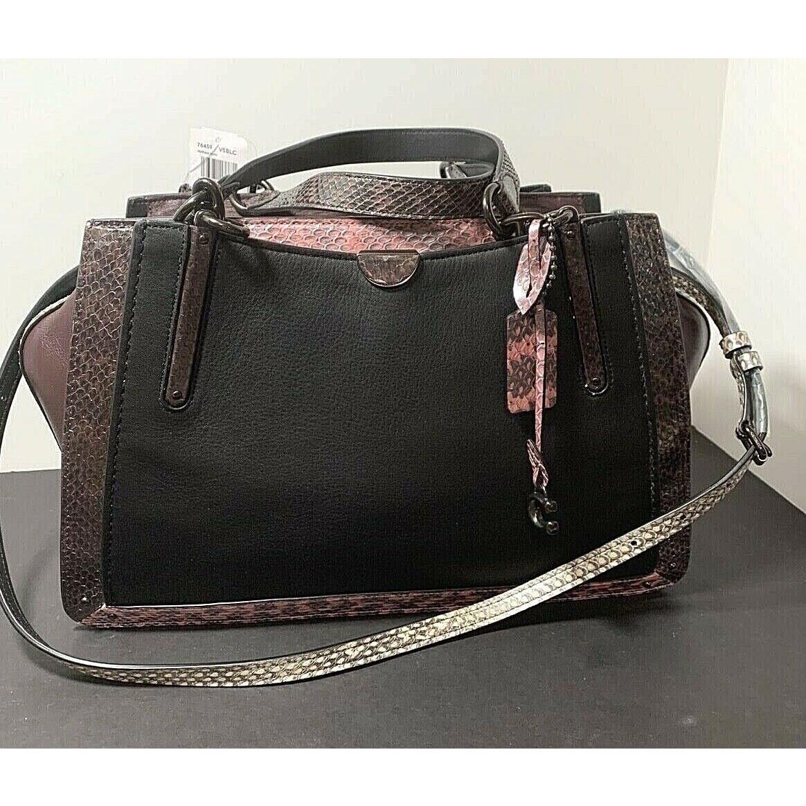 Coach Dreamer 36 Color Block Exotic Black Multi Leather Satchel Bag