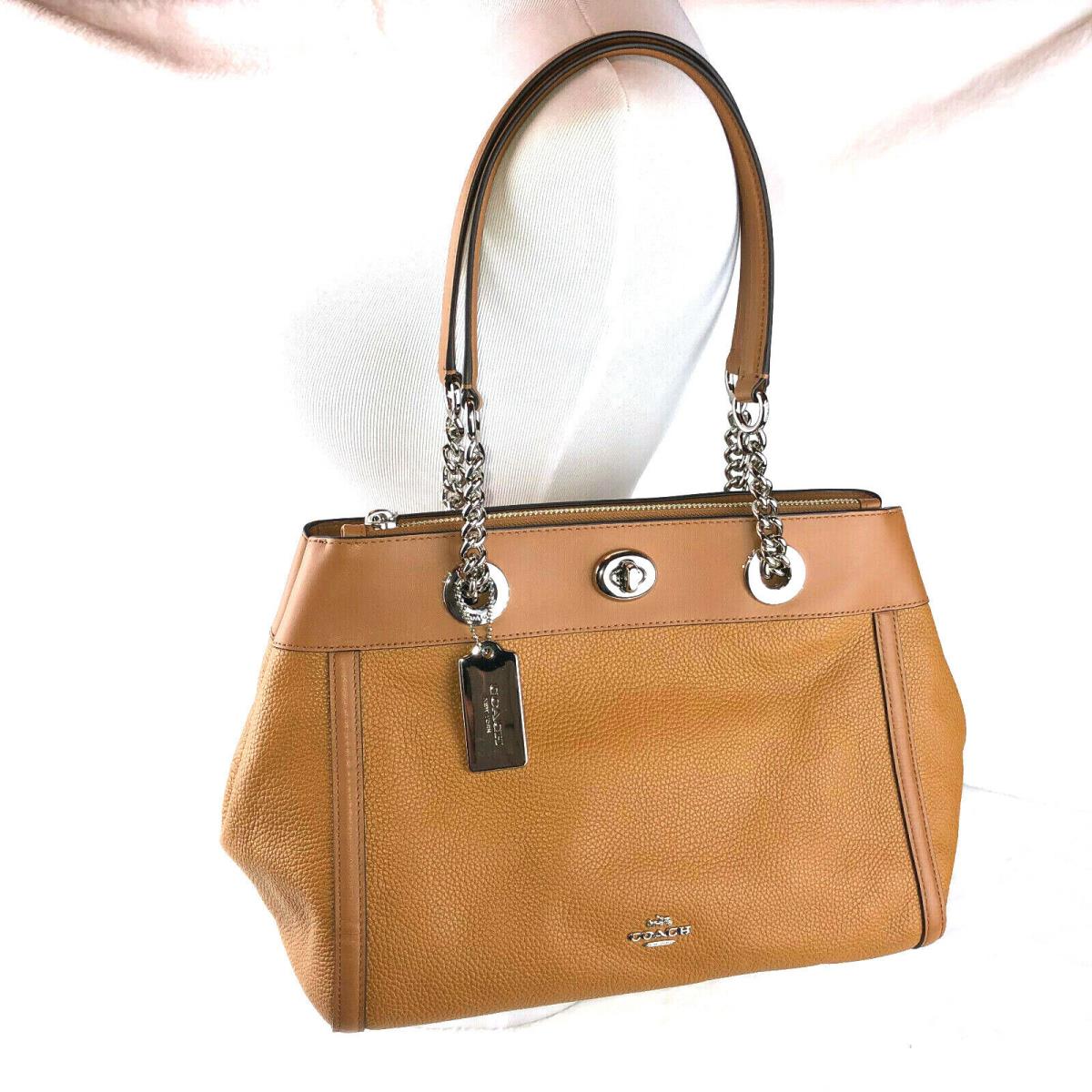 Coach Turnlock Edie Carryall Pebble Leather Saddle Tan 87239 Retail