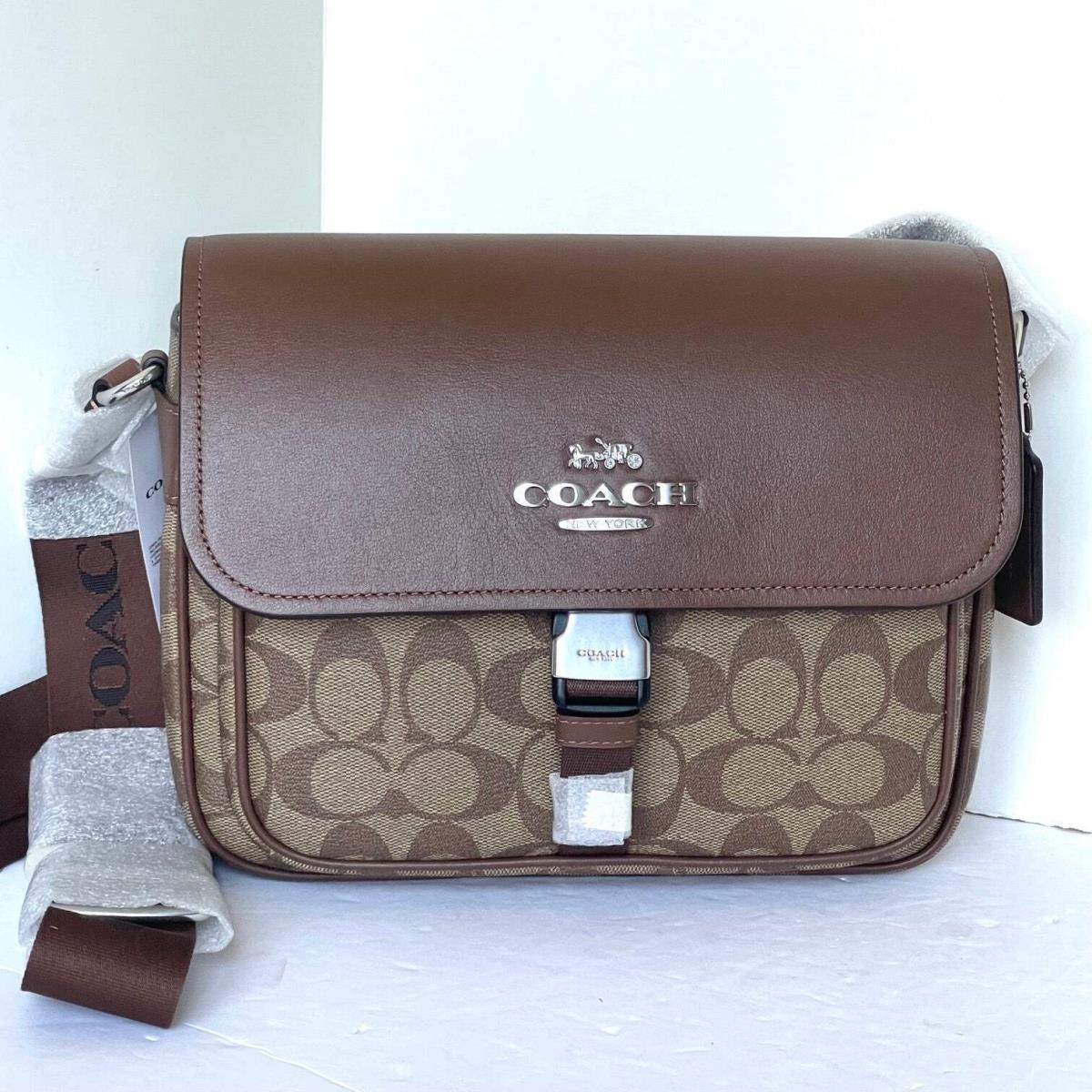 Coach Pace Messenger Bag Brown Leather Signature Canvas CR131 Crossbody