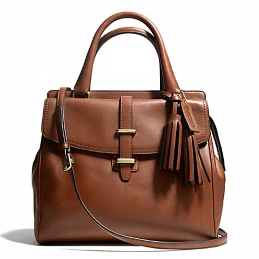 Coach 26261 Medium Legacy North South Cognac Brown Satchel with Tassel