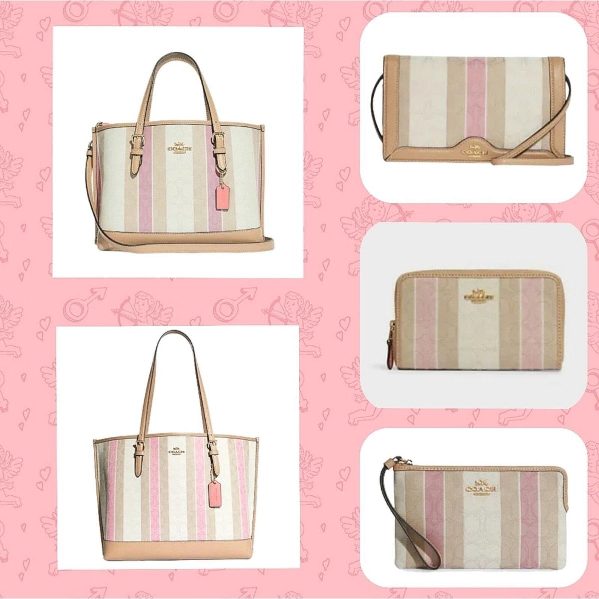 5-PIECE Coach Bags Purses Wallets IN Signature Jacquard Print Stripes