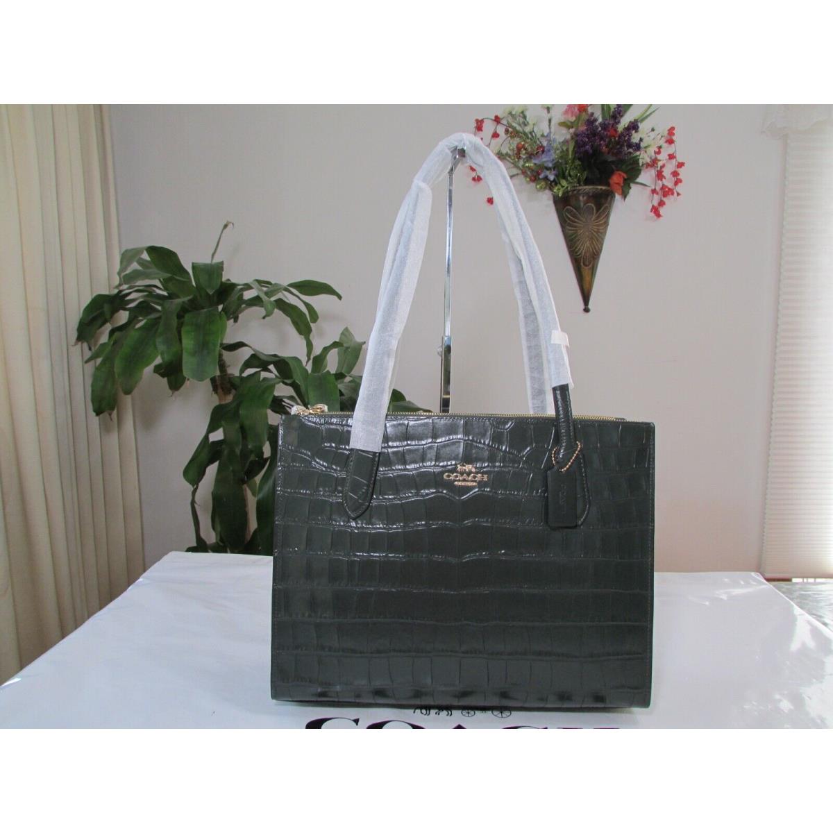 Coach Embossed Leather Nina Tote Bag CL654 Green