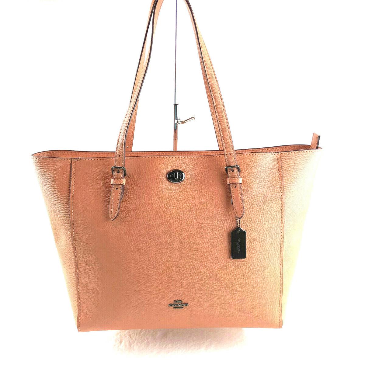 Coach Function Crossgrain Leather Lrg Turnlock Tote Salmon 29086 Retail