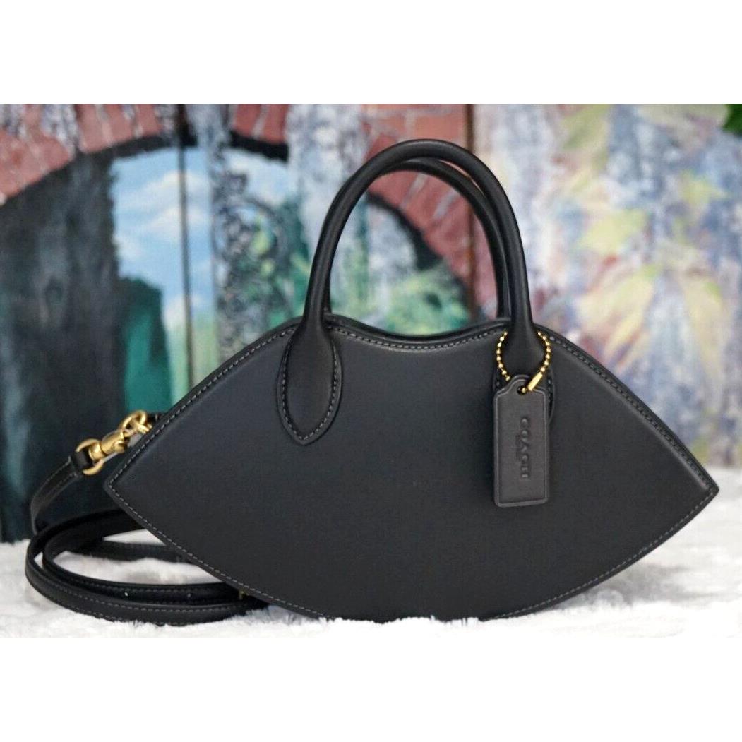 Coach Lip CU856 Top-handle X-body Handbag Purse In Black Glovetanned Leather