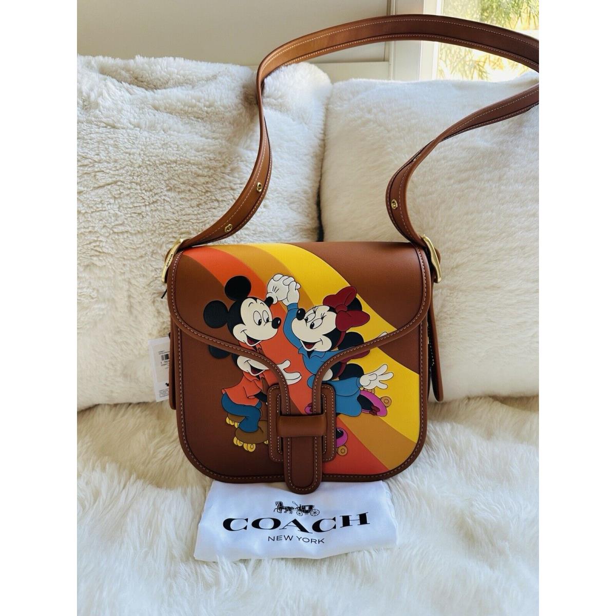 Coach X Disney Courier Bag Mickey and Minnie Mouse Crossbody Handbag Brown