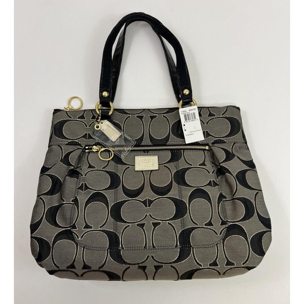 Coach Poppy Glam Signature Tote/ Shoulder Bag 17890 Gray Black Y2K