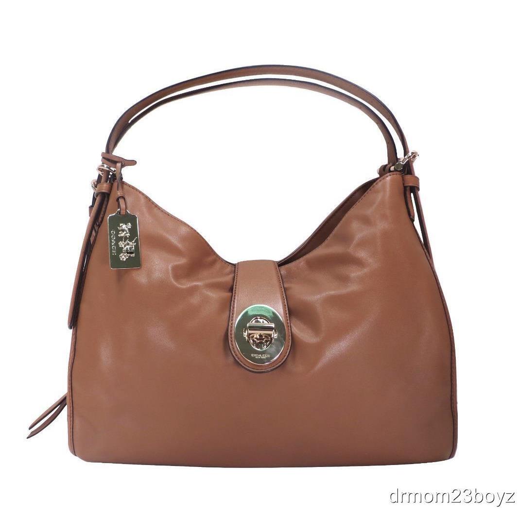 Coach Madison Carlyle Brindle Tan Leather Shoulder Purse Bag 32221 Rare