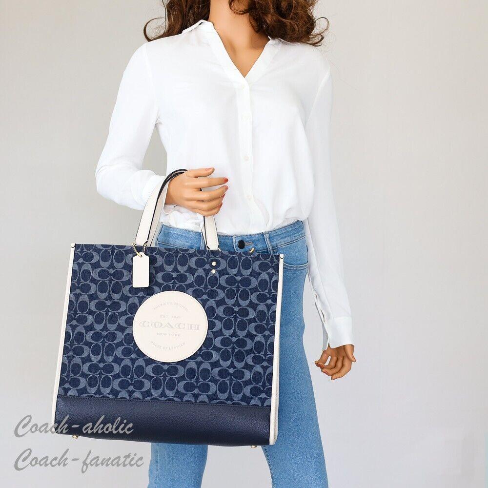 Coach C2827 Dempsey Tote Bag 40 In Signature Denim with Coach Patch