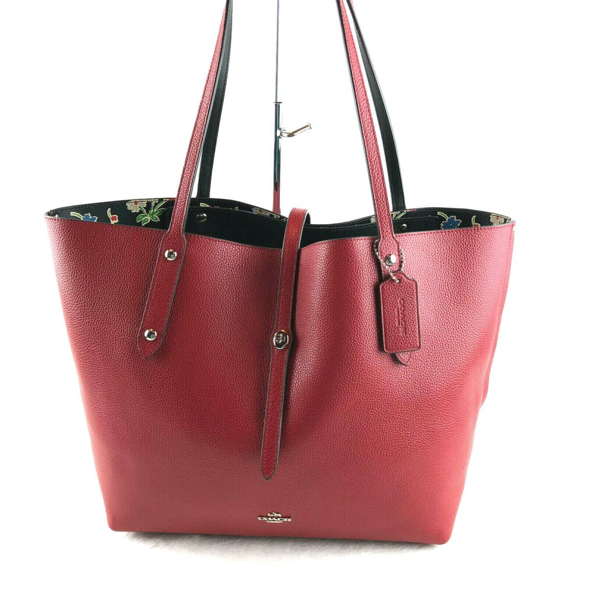 Coach Printed Leather Market Tote Large Red 55528 Retail