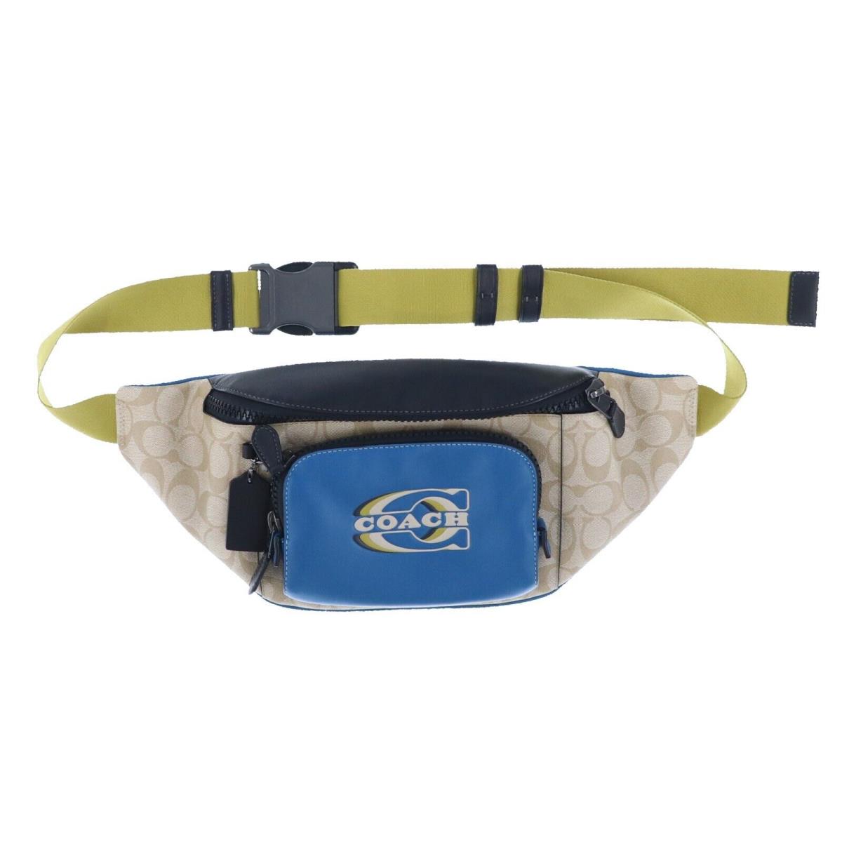 Coach Men`s Track Belt Bag Fanny Pack Waist Bag Belt Monogram Logo Pockets